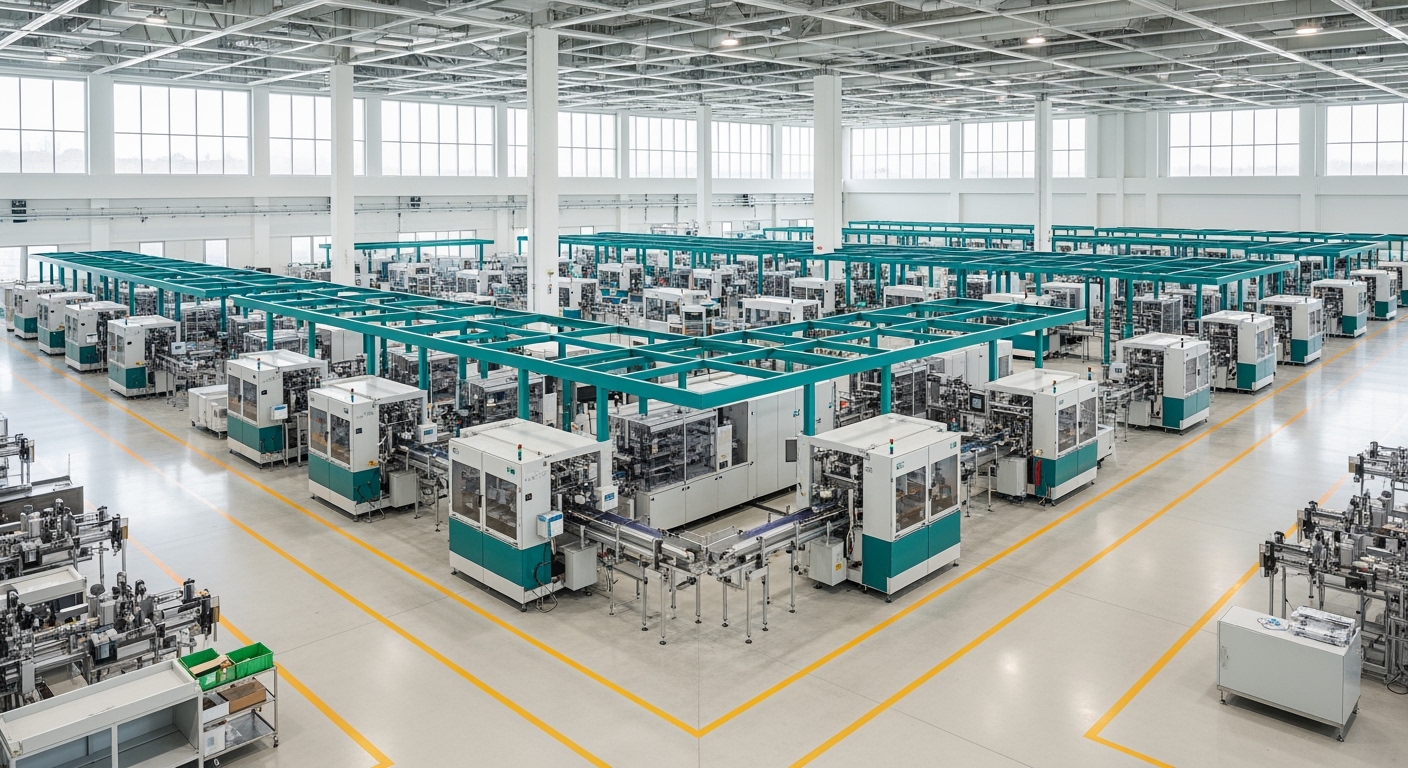 Proces pakowania produktów na linii konfekcjonowania