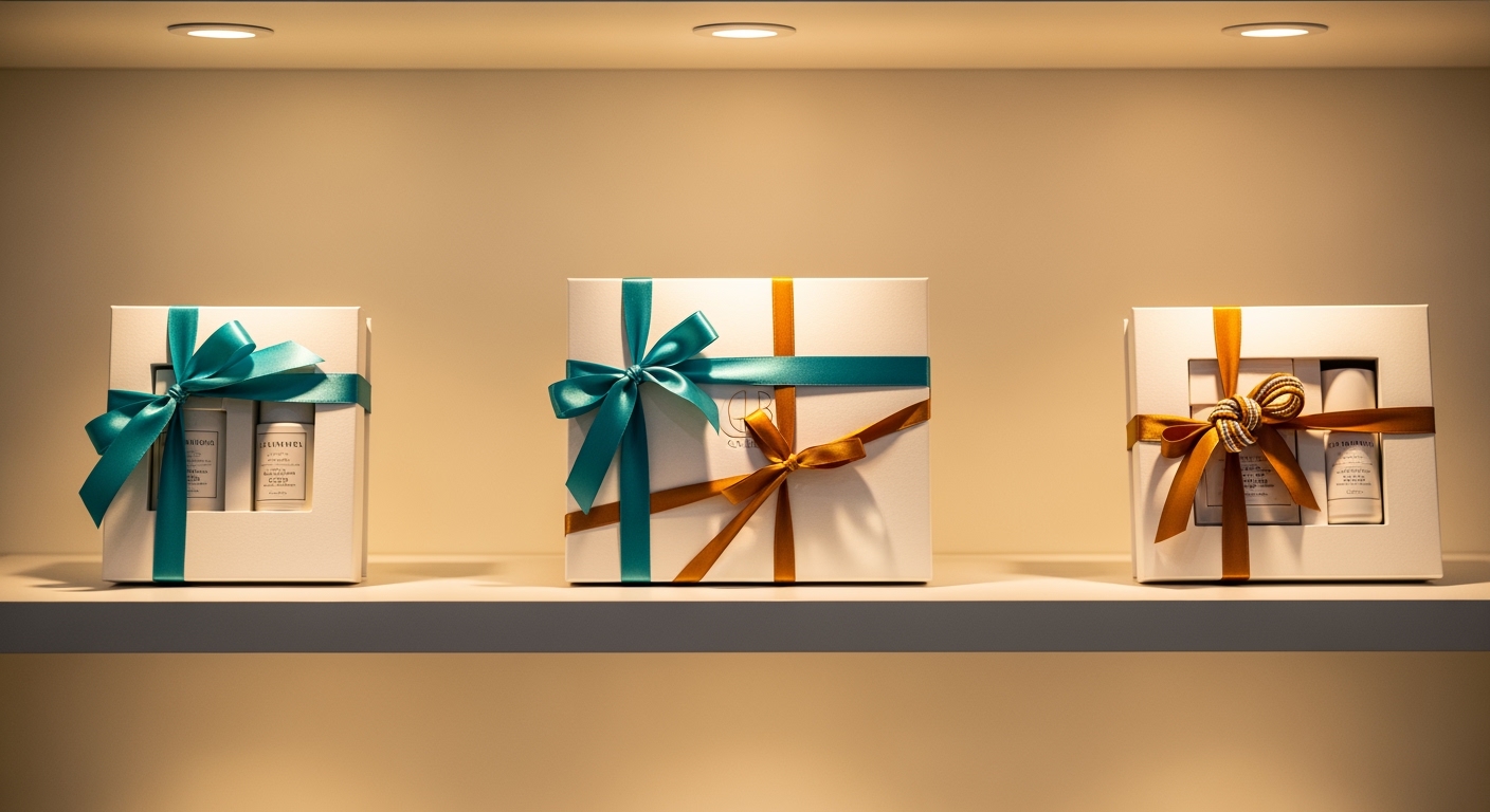 Kompozycja zestawów promocyjnych i prezentowych w eleganckich opakowaniach